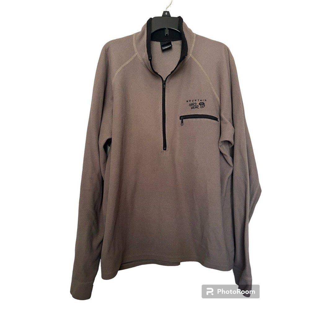 Mountain Hardwear‎ gray/beige quarter Zip fleece sweatshirt size L